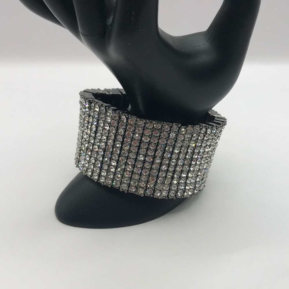 Black with Pave Rhinestones Memory Bracelet - Picture 3 of 8